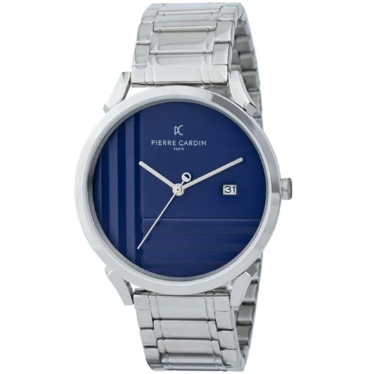 Мъжки ръчен часовник с кварцов механизъм - корпус от Стомана - Стоманена верижка - цвят Син Сив