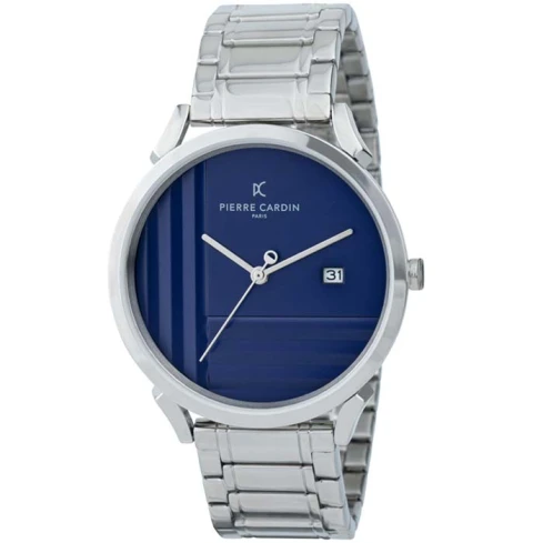 Мъжки ръчен часовник с кварцов механизъм - корпус от Стомана - Стоманена верижка - цвят Син Сив