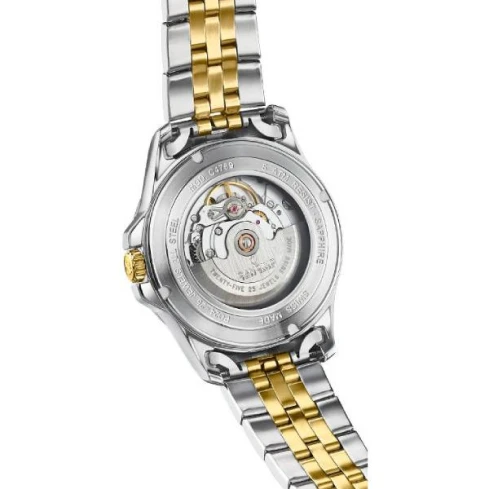 Мъжки ръчен часовник с автоматичен механизъм - корпус от Стомана и злато 18К - Стоманена верижка - цвят Бял