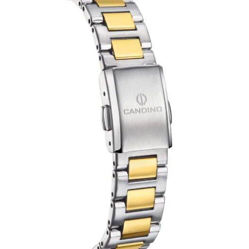 Мъжки ръчен часовник с автоматичен механизъм - корпус от Стомана и злато 18К - Стоманена верижка - цвят Бял