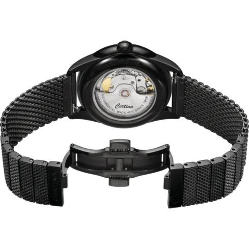 Мъжки ръчен часовник с автоматичен механизъм - корпус от Стомана - Меш - цвят Черен Черен