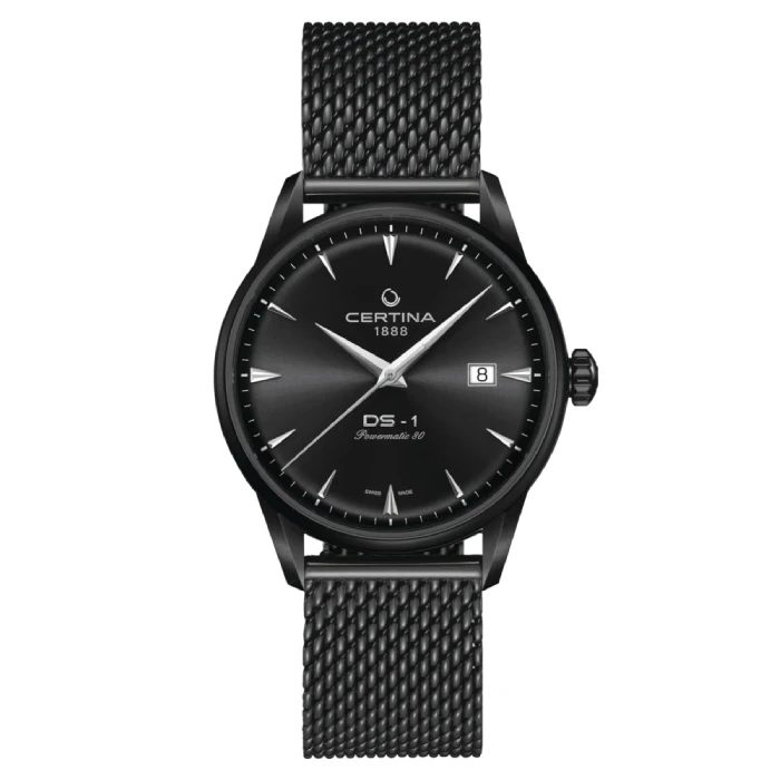 Мъжки ръчен часовник с автоматичен механизъм - корпус от Стомана - Меш - цвят Черен Черен
