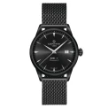 Мъжки ръчен часовник с автоматичен механизъм - корпус от Стомана - Меш - цвят Черен Черен
