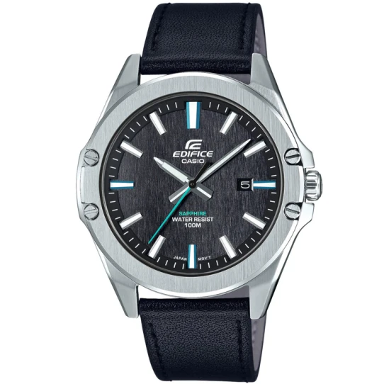 Мъжки ръчен часовник с кварцов механизъм - корпус от Стомана - Синтетична кожа - цвят Черен Черен