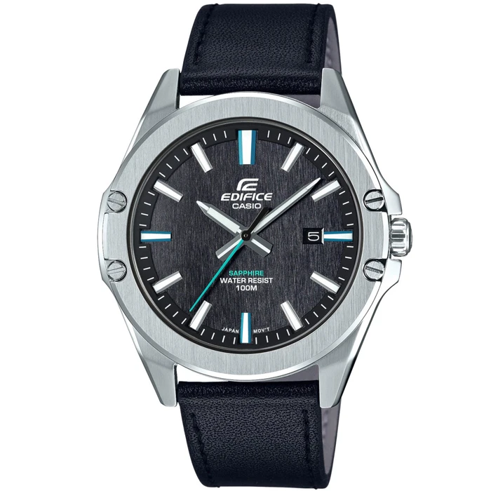 Мъжки ръчен часовник с кварцов механизъм - корпус от Стомана - Синтетична кожа - цвят Черен Черен