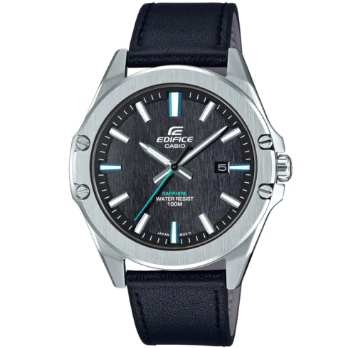 Мъжки ръчен часовник с кварцов механизъм - корпус от Стомана - Синтетична кожа - цвят Черен Черен