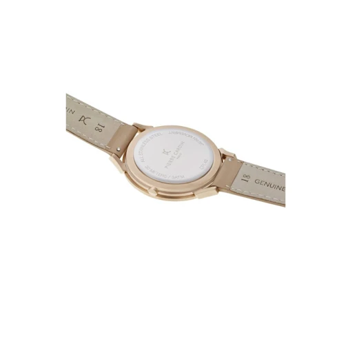 Дамски ръчен часовник с кварцов механизъм - корпус от Стомана - Естествена кожа - цвят Бял Бежов