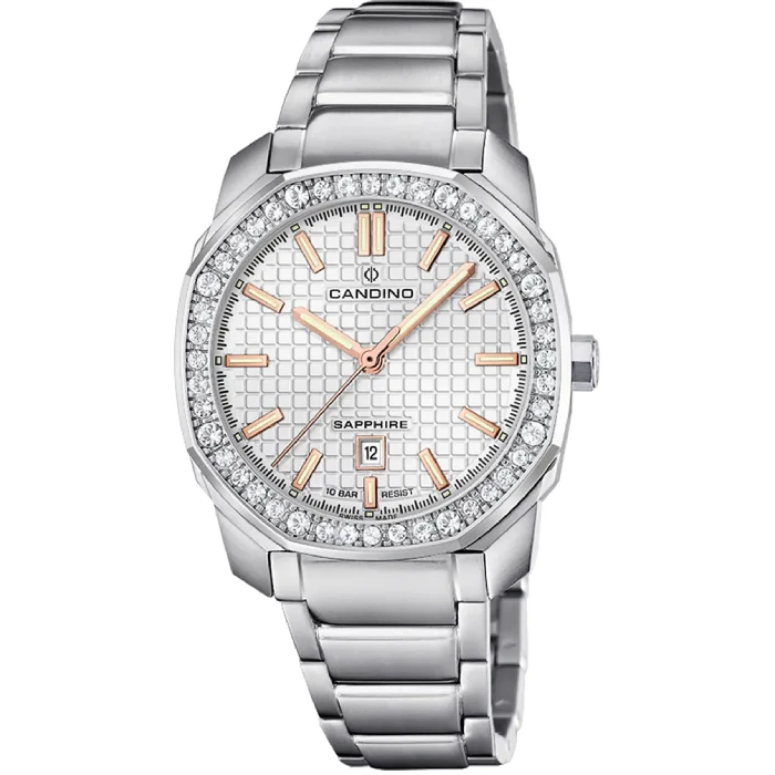 Дамски ръчен часовник с кварцов механизъм - корпус от Стомана - Стоманена верижка - цвят Бял