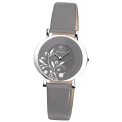 Дамски ръчен часовник с кварцов механизъм - корпус от Стомана - Естествена кожа - цвят Сив Сив