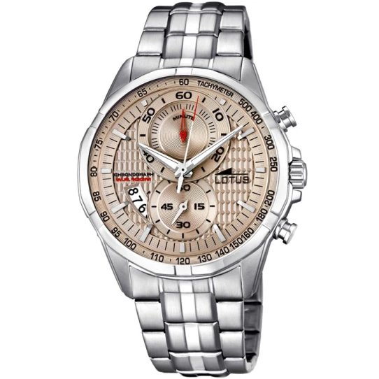 Мъжки ръчен часовник с кварцов механизъм - корпус от Стомана - Стоманена верижка - цвят Шампанско Сив