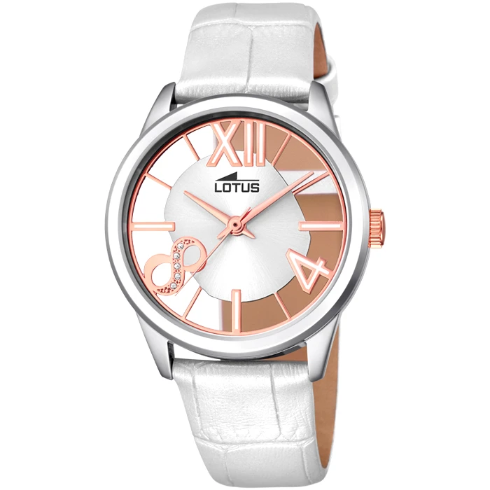 Дамски ръчен часовник с кварцов механизъм - корпус от Стомана - Естествена кожа - цвят Бял Бял