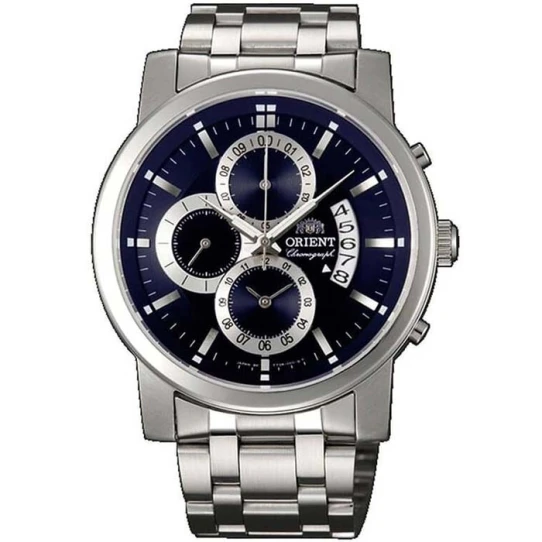 Мъжки ръчен часовник с кварцов механизъм - корпус от Стомана - Стоманена верижка - цвят Син Сив