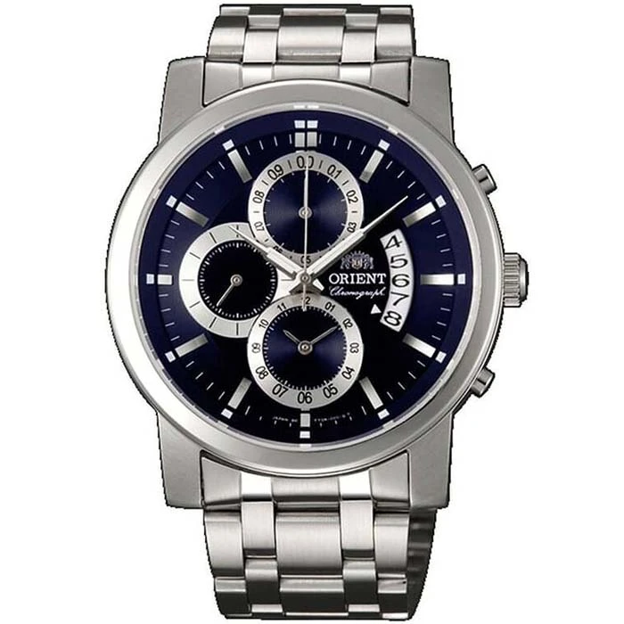 Мъжки ръчен часовник с кварцов механизъм - корпус от Стомана - Стоманена верижка - цвят Син Сив