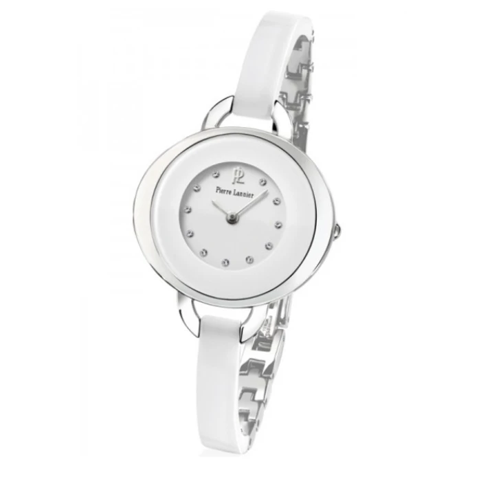 Дамски ръчен часовник с кварцов механизъм - корпус от Стомана - Керамика - цвят Бял Сив