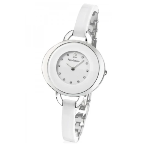 Дамски ръчен часовник с кварцов механизъм - корпус от Стомана - Керамика - цвят Бял Сив