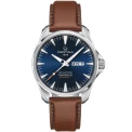 Мъжки ръчен часовник с автоматичен механизъм - корпус от Стомана - Естествена кожа - цвят Син Кафяв