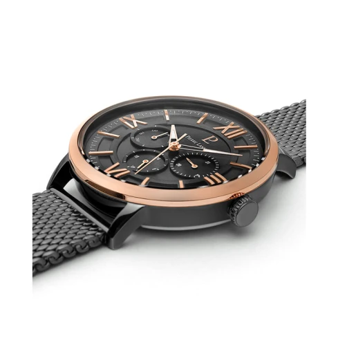 Мъжки ръчен часовник с кварцов механизъм - корпус от Стомана - Меш - цвят Черен Сив