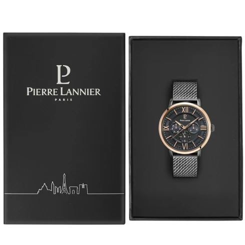 Мъжки ръчен часовник с кварцов механизъм - корпус от Стомана - Меш - цвят Черен Сив