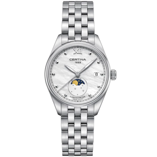 Дамски ръчен часовник с кварцов механизъм - корпус от Стомана - Стоманена верижка - цвят Седеф Сив