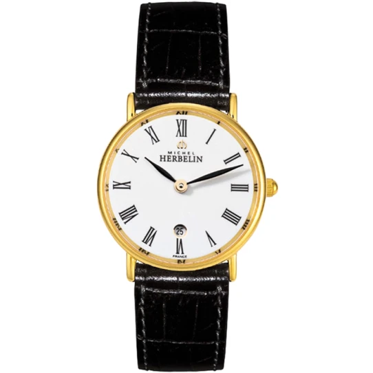 Дамски ръчен часовник с кварцов механизъм - корпус от Стомана - Естествена кожа - цвят Бял Черен