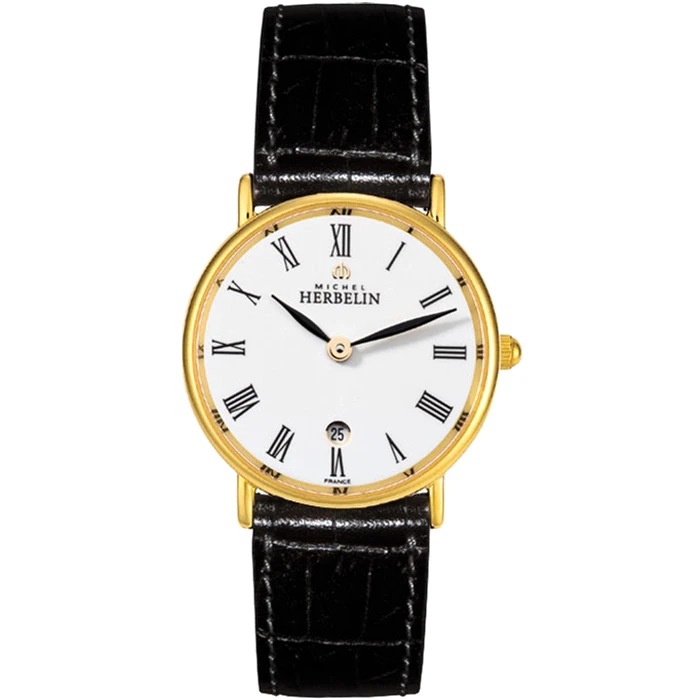 Дамски ръчен часовник с кварцов механизъм - корпус от Стомана - Естествена кожа - цвят Бял Черен