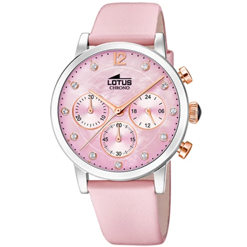 Дамски ръчен часовник с кварцов механизъм - корпус от Стомана - Естествена кожа - цвят Седеф Розов