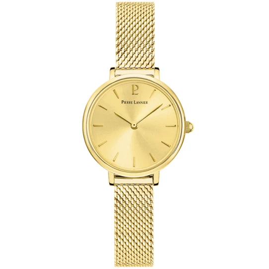 Дамски ръчен часовник с кварцов механизъм - корпус от Стомана - Меш - цвят Шампанско Злато