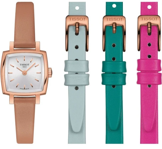 Дамски ръчен часовник с кварцов механизъм - корпус от Стомана - Естествена кожа - цвят Бял Злато