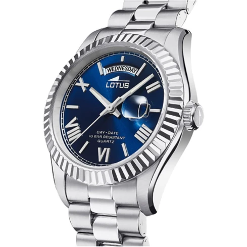 Мъжки ръчен часовник с кварцов механизъм - корпус от Стомана - Стоманена верижка - цвят Син