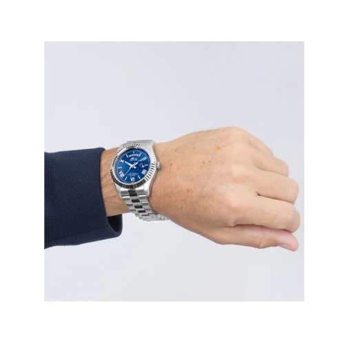 Мъжки ръчен часовник с кварцов механизъм - корпус от Стомана - Стоманена верижка - цвят Син