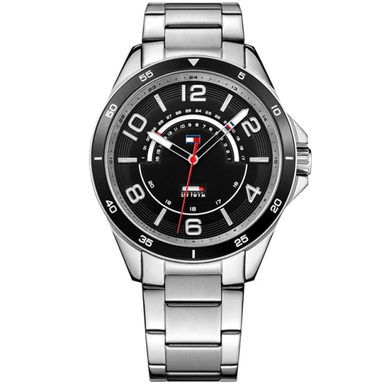 Мъжки ръчен часовник с кварцов механизъм - корпус от Стомана - Стоманена верижка - цвят Черен Сив