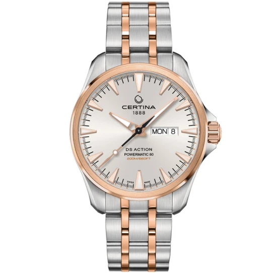 Дамски ръчен часовник с автоматичен механизъм - корпус от Стомана - Стоманена верижка - цвят Сребрист Розово Злато