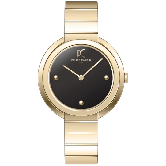 Дамски ръчен часовник с кварцов механизъм - корпус от Стомана - Стоманена верижка - цвят Черен Злато