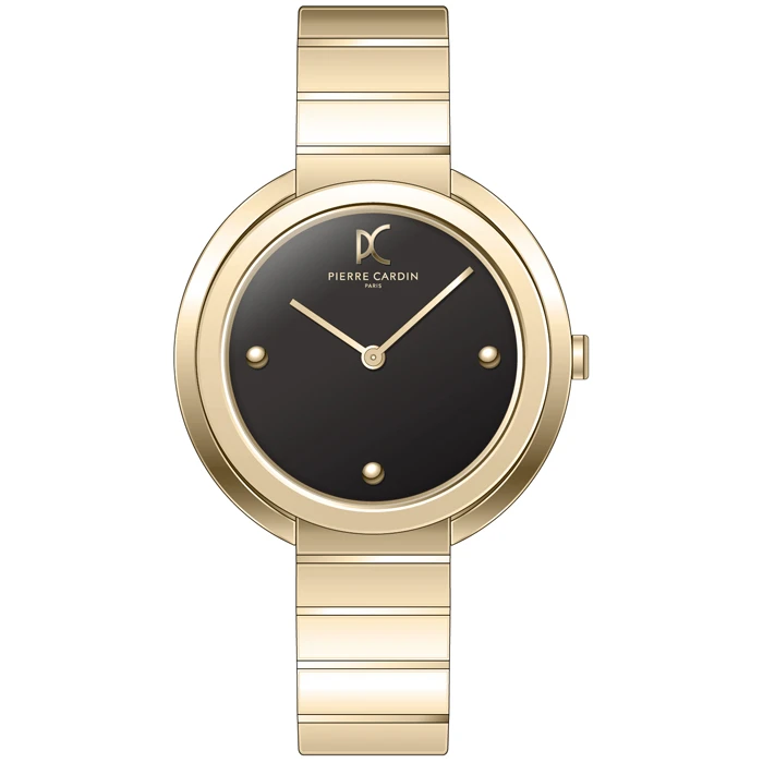 Дамски ръчен часовник с кварцов механизъм - корпус от Стомана - Стоманена верижка - цвят Черен Злато