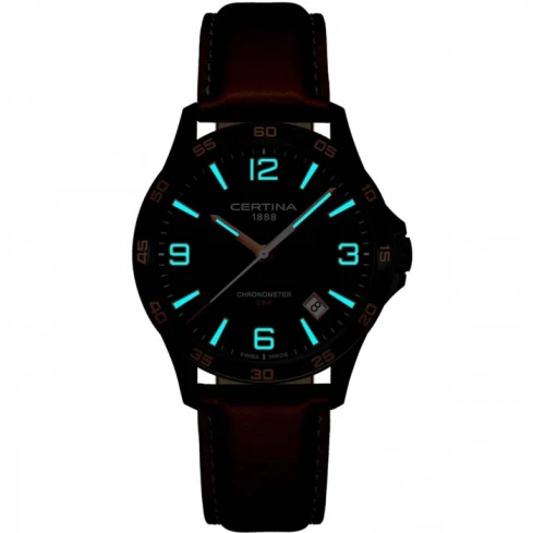 Мъжки ръчен часовник с кварцов механизъм - корпус от Стомана и алуминий - Естествена кожа - цвят Черен Кафяв