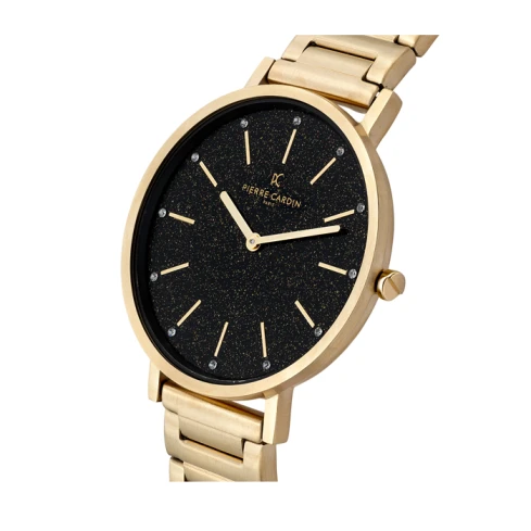 Дамски ръчен часовник с кварцов механизъм - корпус от Стомана - Стоманена верижка - цвят Черен Злато