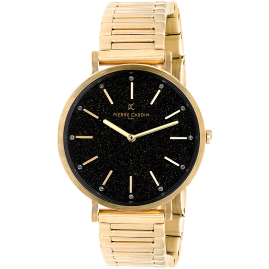 Дамски ръчен часовник с кварцов механизъм - корпус от Стомана - Стоманена верижка - цвят Черен Злато