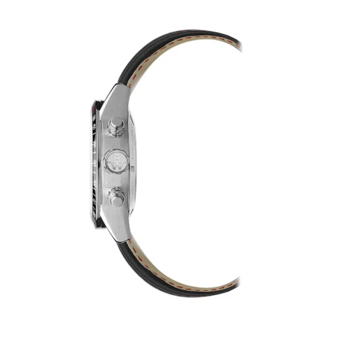 Мъжки ръчен часовник с автоматичен механизъм - корпус от Стомана и керамика - Естествена кожа - цвят Черен Червен