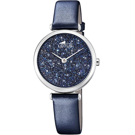 Дамски ръчен часовник с кварцов механизъм - корпус от Стомана - Естествена кожа - цвят Син Син