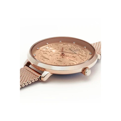 Дамски ръчен часовник с кварцов механизъм - корпус от Стомана - Меш - цвят Розов Розово Злато