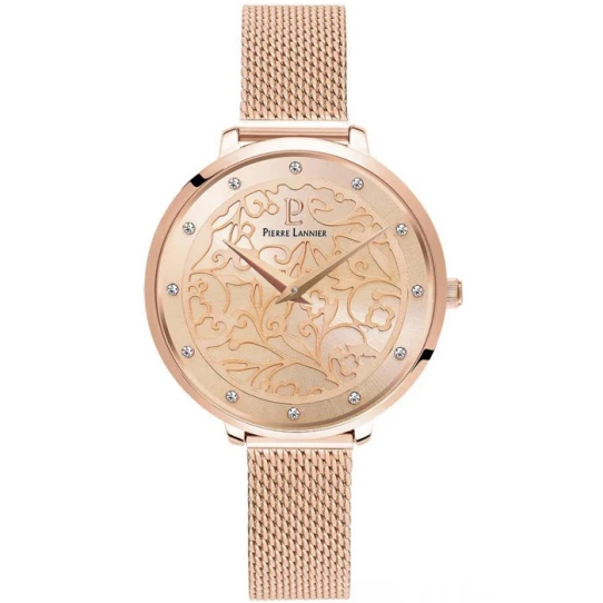 Дамски ръчен часовник с кварцов механизъм - корпус от Стомана - Меш - цвят Розов Розово Злато