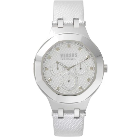 Дамски ръчен часовник с кварцов механизъм - корпус от Стомана - Синтетична кожа - цвят Сребрист Сив