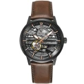 Мъжки ръчен часовник с автоматичен механизъм - корпус от Стомана - Естествена кожа - цвят Скелетон Кафяв