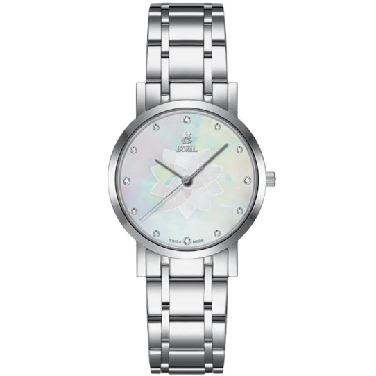 Ernest Borel BS860-49221 Danaus - Дамски ръчен часовник с кварцов механизъм - корпус от Стомана - Стоманена верижка - цвят Седеф Сив