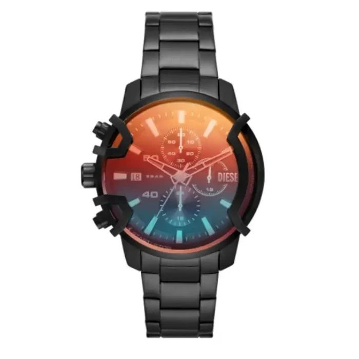 Мъжки ръчен часовник с кварцов механизъм - корпус от Стомана - Стоманена верижка - цвят Черен