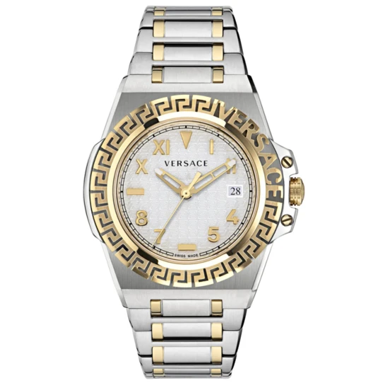 Мъжки ръчен часовник с кварцов механизъм - корпус от Стомана - Стоманена верижка - цвят Бял Сив