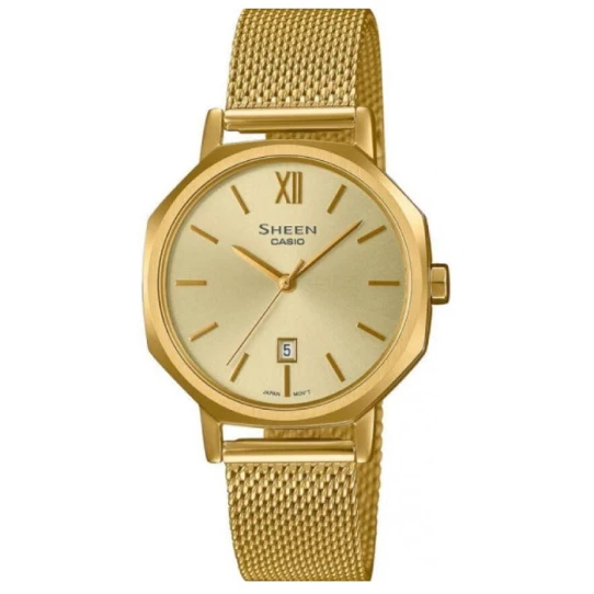 Дамски ръчен часовник с кварцов механизъм - корпус от Стомана - Меш - цвят Шампанско Злато