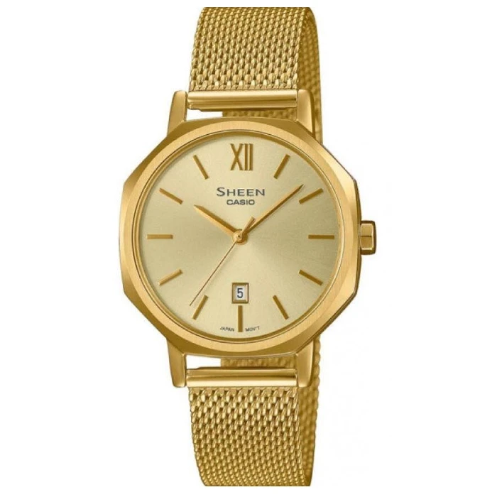 Дамски ръчен часовник с кварцов механизъм - корпус от Стомана - Меш - цвят Шампанско Злато