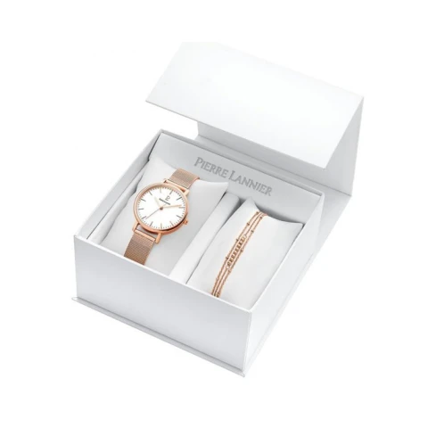 Дамски ръчен часовник с кварцов механизъм - корпус от Стомана - Меш - цвят Бял Розов