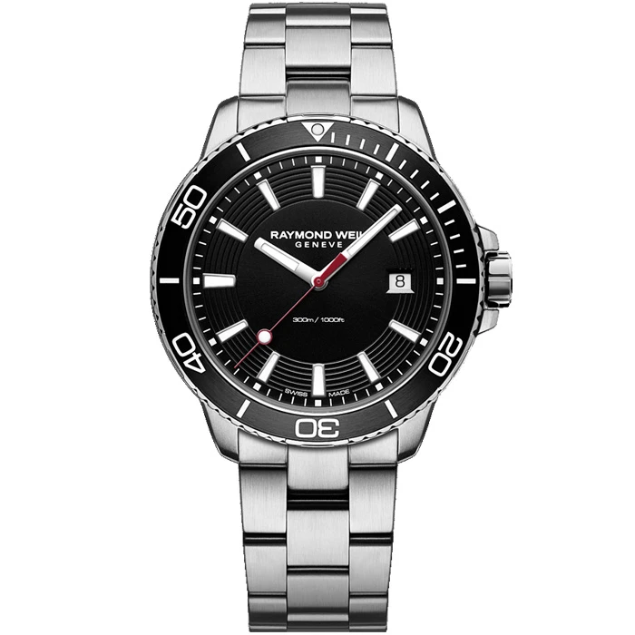 Мъжки ръчен часовник с кварцов механизъм - корпус от Стомана и алуминий - Стоманена верижка - цвят Черен Сив